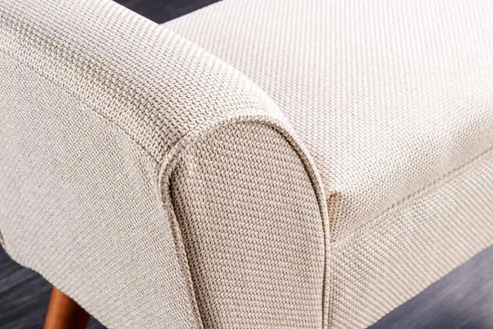 Riess-Ambiente Skandinavisch|Sitzbänke > Retro Sitzbank SCARLETT 90cm beige Strukturstoff mit Armlehnen