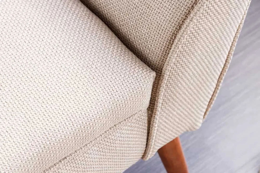 Riess-Ambiente Skandinavisch|Sitzbänke > Retro Sitzbank SCARLETT 90cm beige Strukturstoff mit Armlehnen