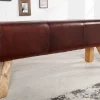Riess-Ambiente Sitzbänke|Retro Möbel > Retro Sitzbank TURNBOCK 120cm mit Echtleder Bezug Mangoholz Bank