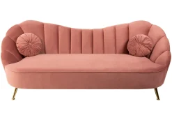 Riess-Ambiente Samt Möbel|Retro Möbel > Retro 3-Sitzer Sofa ARIELLE 220cm altrosa Samt goldene Metallfüße Ziersteppung