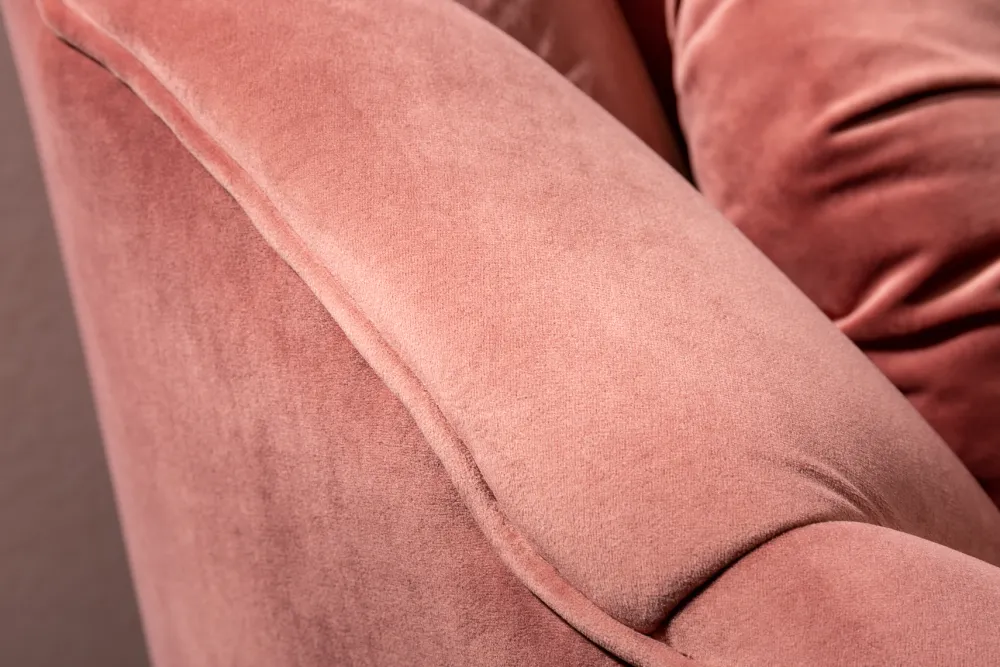 Riess-Ambiente Samt Möbel|Retro Möbel > Retro 3-Sitzer Sofa ARIELLE 220cm altrosa Samt goldene Metallfüße Ziersteppung