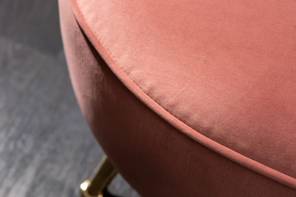 Riess-Ambiente Samt Möbel|Retro Möbel > Retro 3-Sitzer Sofa ARIELLE 220cm altrosa Samt goldene Metallfüße Ziersteppung
