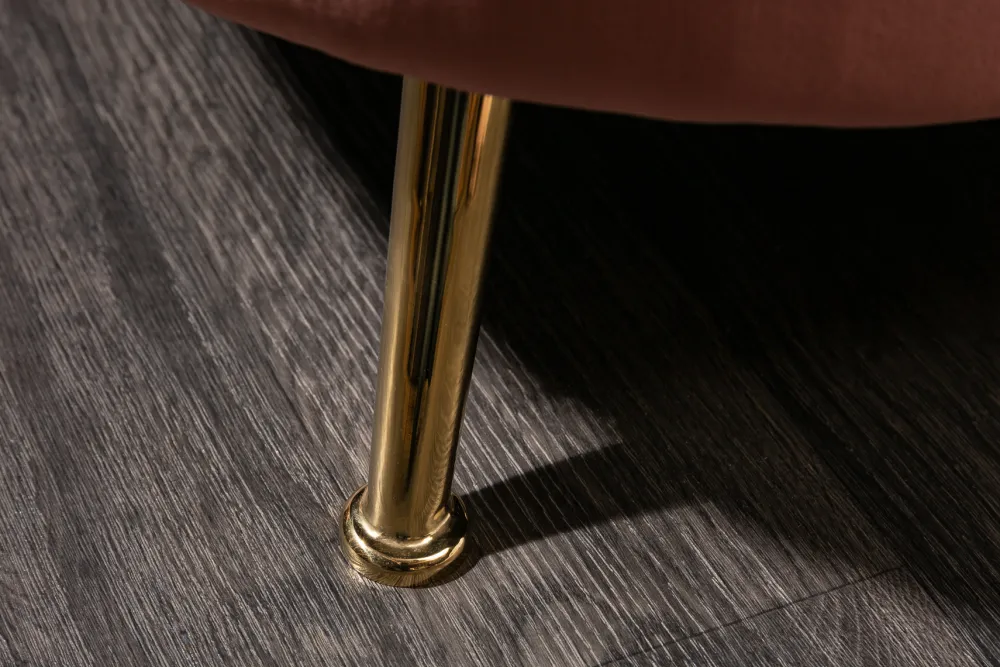 Riess-Ambiente Samt Möbel|Retro Möbel > Retro 3-Sitzer Sofa ARIELLE 220cm altrosa Samt goldene Metallfüße Ziersteppung
