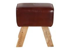 Riess-Ambiente Sitzhocker|Retro Möbel > Retro Sitzhocker TURNBOCK 40cm mit Echtleder Bezug Mangoholz Hocker