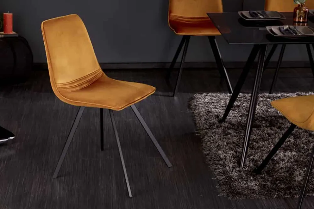 Riess-Ambiente Retro Möbel|Industrial Loft > Retro Stuhl AMSTERDAM CHAIR senfgelb Samt Designklassiker