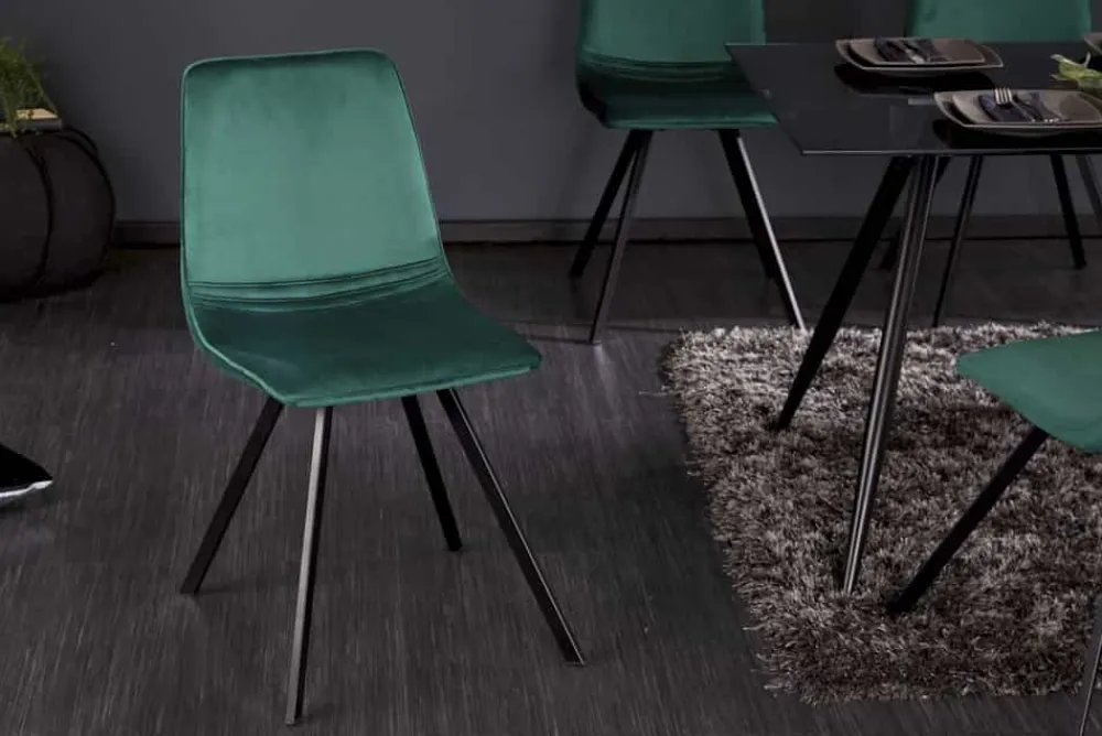 Riess-Ambiente Retro Möbel|Industrial Loft > Retro Stuhl AMSTERDAM CHAIR smaragdgrün Samt Designklassiker