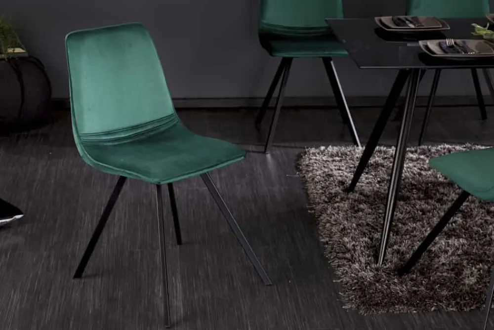 Riess-Ambiente Retro Möbel|Industrial Loft > Retro Stuhl AMSTERDAM CHAIR smaragdgrün Samt Designklassiker