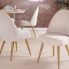 Riess-Ambiente Goldene Möbel|Retro Möbel > Retro Stuhl MIA CASA beige Cord champagner gold brushed Metall