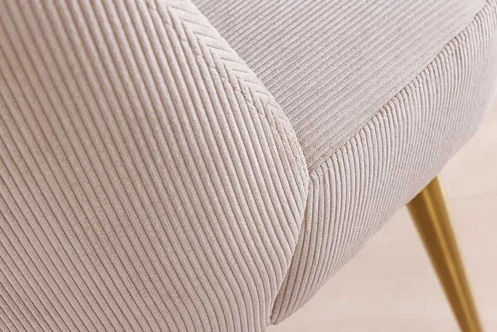 Riess-Ambiente Goldene Möbel|Retro Möbel > Retro Stuhl MIA CASA beige Cord champagner gold brushed Metall