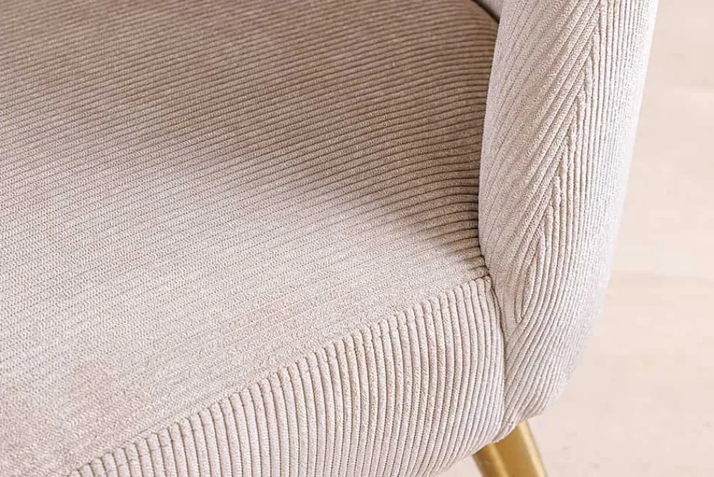 Riess-Ambiente Goldene Möbel|Retro Möbel > Retro Stuhl MIA CASA beige Cord champagner gold brushed Metall