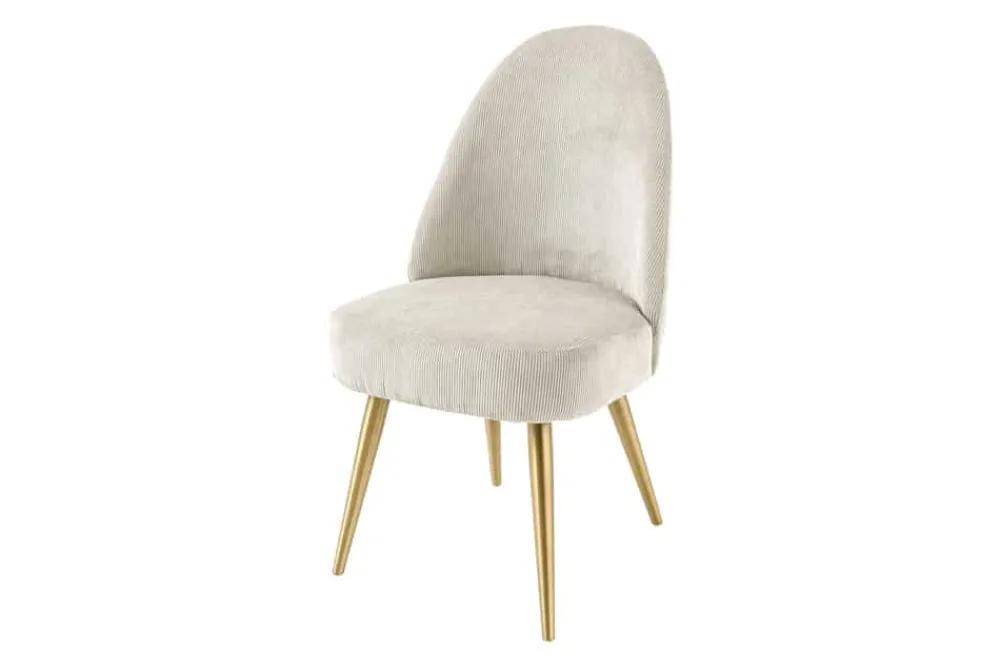 Riess-Ambiente Goldene Möbel|Retro Möbel > Retro Stuhl MIA CASA beige Cord champagner gold brushed Metall