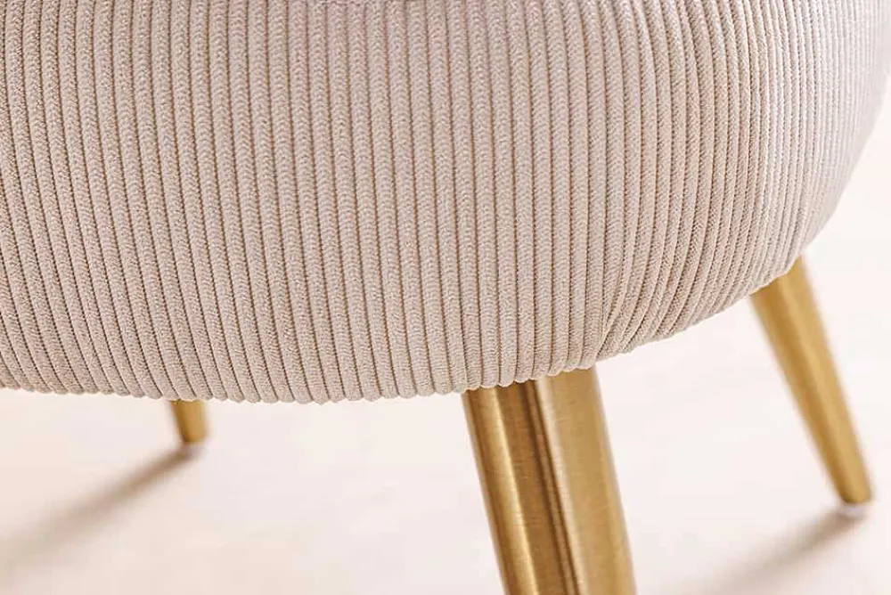Riess-Ambiente Goldene Möbel|Retro Möbel > Retro Stuhl MIA CASA beige Cord champagner gold brushed Metall