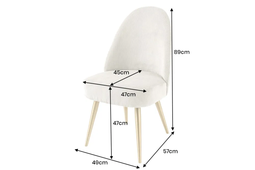 Riess-Ambiente Goldene Möbel|Retro Möbel > Retro Stuhl MIA CASA beige Cord champagner gold brushed Metall