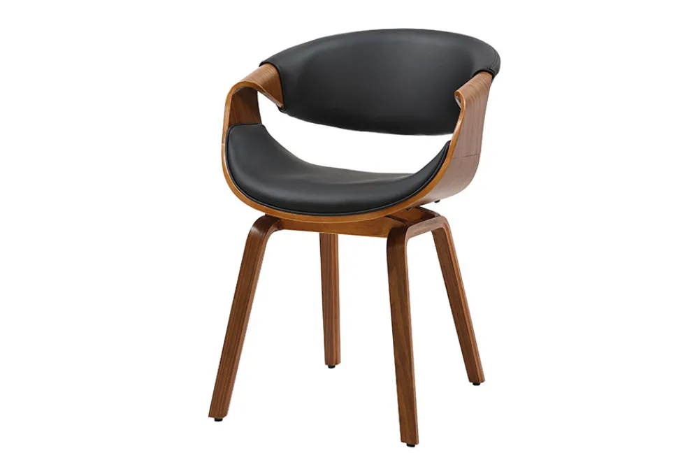 Riess-Ambiente Skandinavisch|Retro Möbel > Retro Stuhl ORGANIC schwarz Walnuss Kunstleder mit Armlehnen
