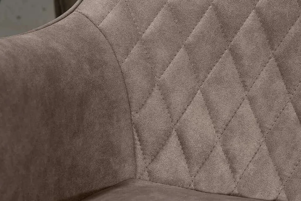 Riess-Ambiente Retro Möbel|Stühle > Retro Stuhl PALERMO taupe mit Armlehne und Ziersteppung
