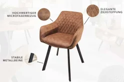 Riess-Ambiente Retro Möbel|Stühle > Retro Stuhl PALERMO vintage hellbraun mit Armlehne und Ziersteppung