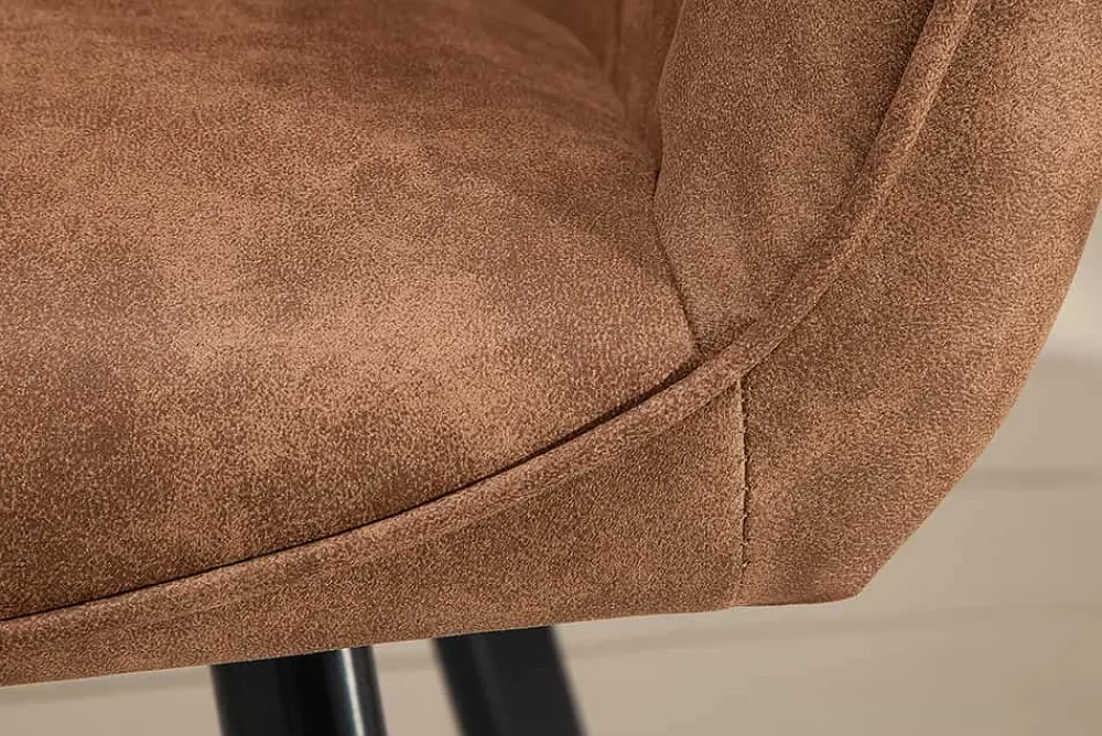 Riess-Ambiente Retro Möbel|Stühle > Retro Stuhl PALERMO vintage hellbraun mit Armlehne und Ziersteppung