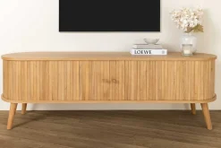 Riess-Ambiente Industrial Loft|Retro Möbel > Retro TV-Board VALHALLA WOOD 160cm natur Eichenholz Schiebetüren Lowboard