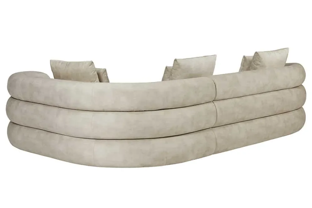Riess-Ambiente Retro Möbel|Xxl Sofa > Retro Wohnlandschaft VOGUE 290cm beige Samt XXL-Sofa organische Form inkl. Kissen