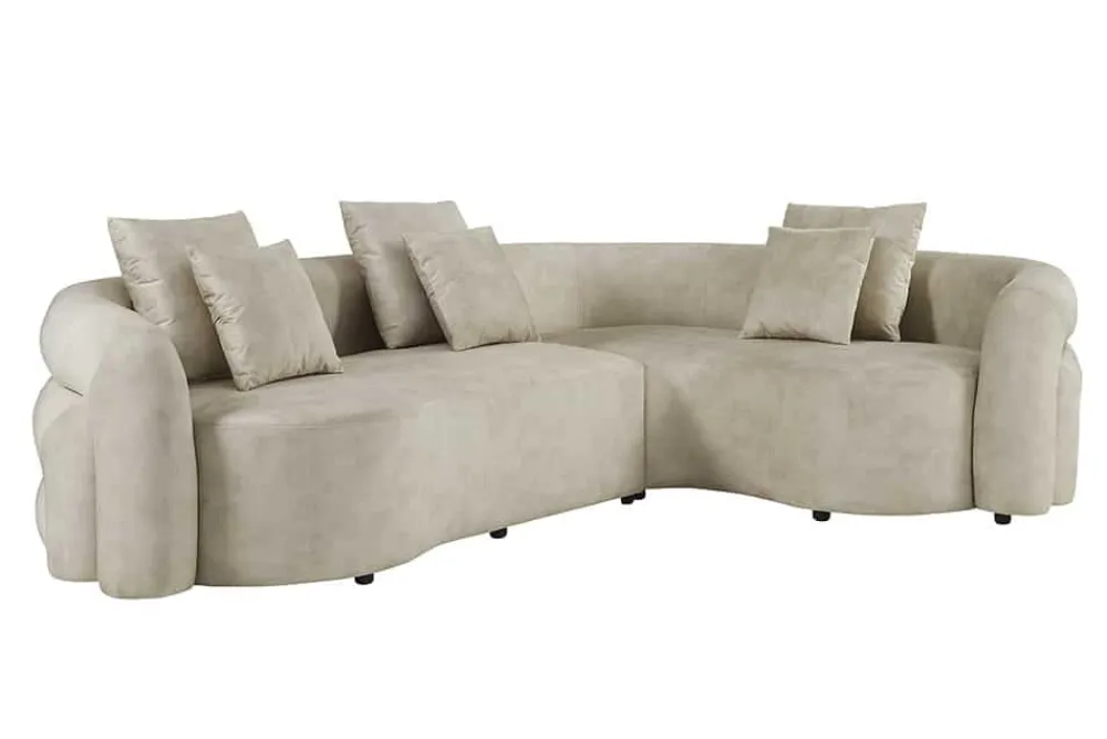 Riess-Ambiente Retro Möbel|Xxl Sofa > Retro Wohnlandschaft VOGUE 290cm beige Samt XXL-Sofa organische Form inkl. Kissen
