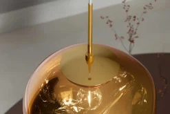 Riess-Ambiente Goldene Möbel|Hängelampen > Runde Hängelampe LIQUID DIAMOND 20cm gold Glas Stahl Kugelleuchte
