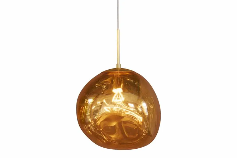 Riess-Ambiente Goldene Möbel|Hängelampen > Runde Hängelampe LIQUID DIAMOND 20cm gold Glas Stahl Kugelleuchte