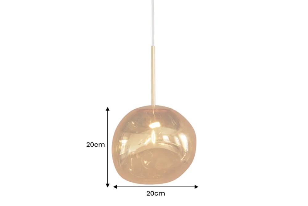 Riess-Ambiente Goldene Möbel|Hängelampen > Runde Hängelampe LIQUID DIAMOND 20cm gold Glas Stahl Kugelleuchte