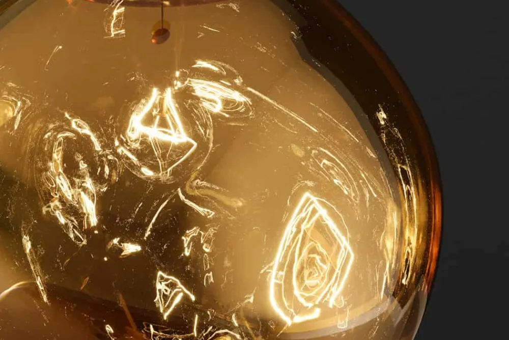 Riess-Ambiente Goldene Möbel|Hängelampen > Runde Hängelampe LIQUID DIAMOND 20cm gold Glas Stahl Kugelleuchte