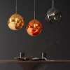 Riess-Ambiente Hängelampen > Runde Hängelampe LIQUID DIAMOND 20cm kupfer Glas Stahl Kugelleuchte
