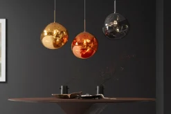 Riess-Ambiente Hängelampen > Runde Hängelampe LIQUID DIAMOND 20cm kupfer Glas Stahl Kugelleuchte
