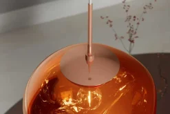 Riess-Ambiente Hängelampen > Runde Hängelampe LIQUID DIAMOND 20cm kupfer Glas Stahl Kugelleuchte