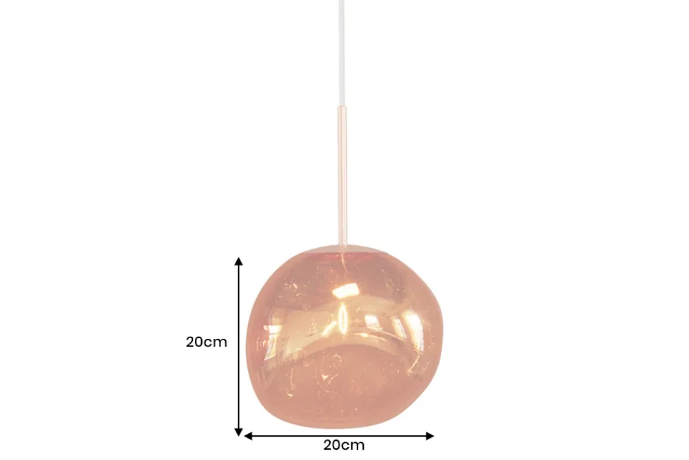 Riess-Ambiente Hängelampen > Runde Hängelampe LIQUID DIAMOND 20cm kupfer Glas Stahl Kugelleuchte
