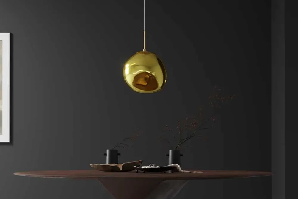 Riess-Ambiente Goldene Möbel|Hängelampen > Runde Hängelampe LIQUID DIAMOND 35cm gold Glas Stahl Kugelleuchte