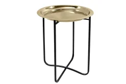 Riess-Ambiente Beistelltische|Goldene Möbel > Runder Beistelltisch CASABLANCA 50cm messing gold schwarz Tablett abnehmbar klappbar