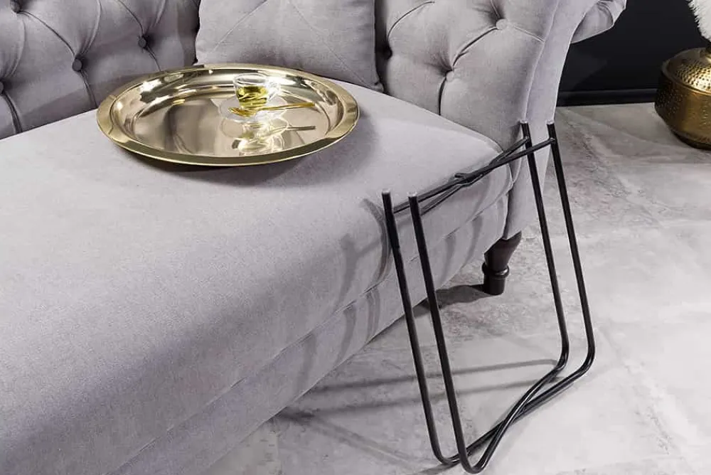 Riess-Ambiente Beistelltische|Goldene Möbel > Runder Beistelltisch CASABLANCA 50cm messing gold schwarz Tablett abnehmbar klappbar