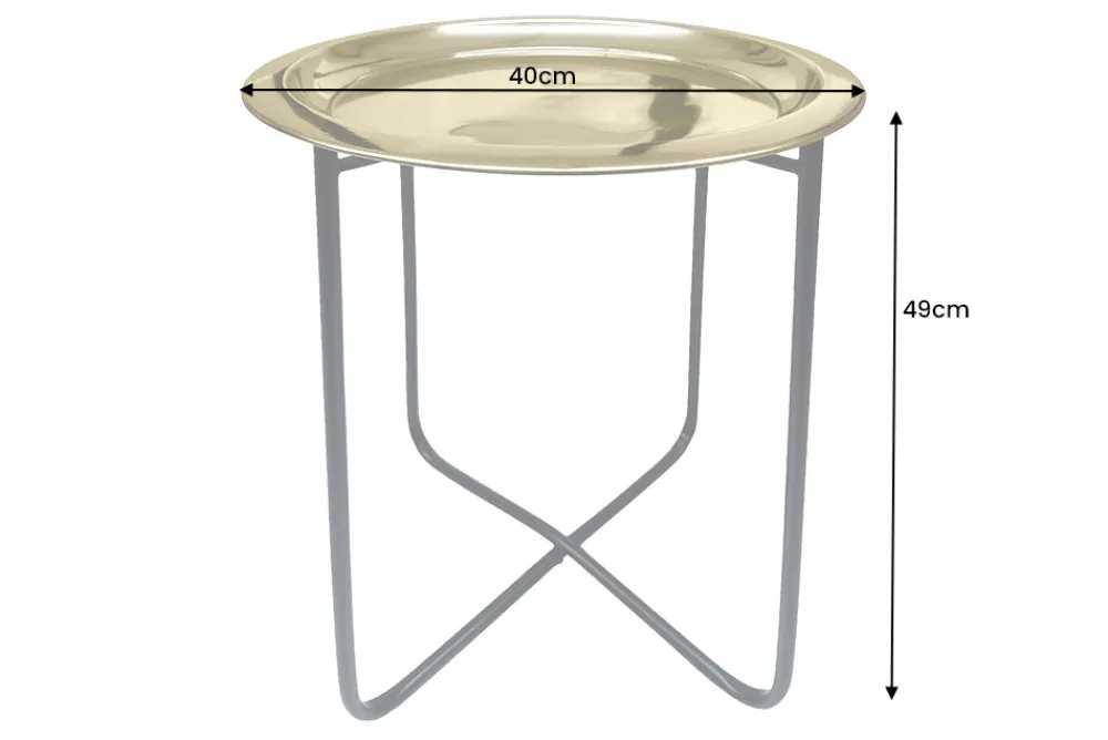 Riess-Ambiente Beistelltische|Goldene Möbel > Runder Beistelltisch CASABLANCA 50cm messing gold schwarz Tablett abnehmbar klappbar