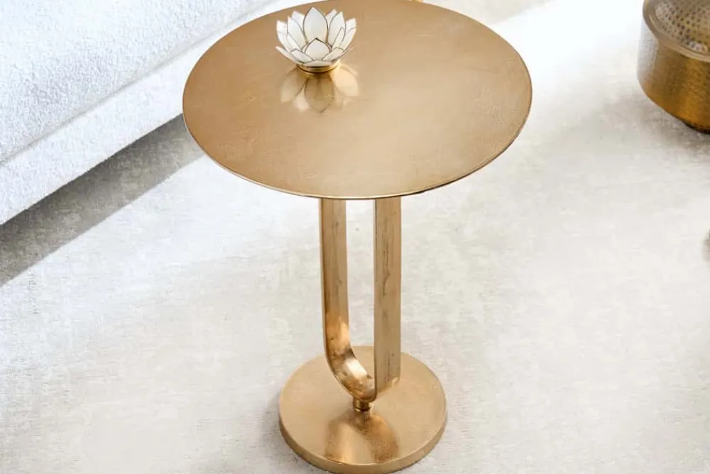 Riess-Ambiente Beistelltische|Goldene Möbel > Runder Beistelltisch ELEGANCE 60cm gold Metall Aluminium handmade