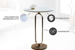 Riess-Ambiente Beistelltische|Goldene Möbel > Runder Beistelltisch ELEGANCE 60cm weiß gold antik Marmor Metall Aluminium handmade