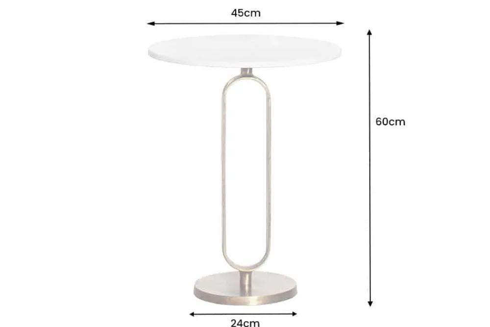 Riess-Ambiente Beistelltische|Goldene Möbel > Runder Beistelltisch ELEGANCE 60cm weiß gold antik Marmor Metall Aluminium handmade