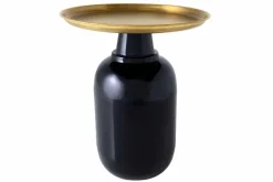 Riess-Ambiente Beistelltische|Goldene Möbel > Runder Beistelltisch ELEGANCIA 50cm gold antik schwarz Metall Eisen handmade