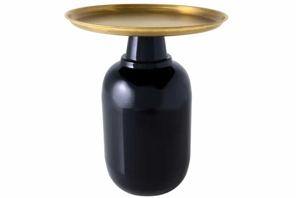 Riess-Ambiente Beistelltische|Goldene Möbel > Runder Beistelltisch ELEGANCIA 50cm gold antik schwarz Metall Eisen handmade