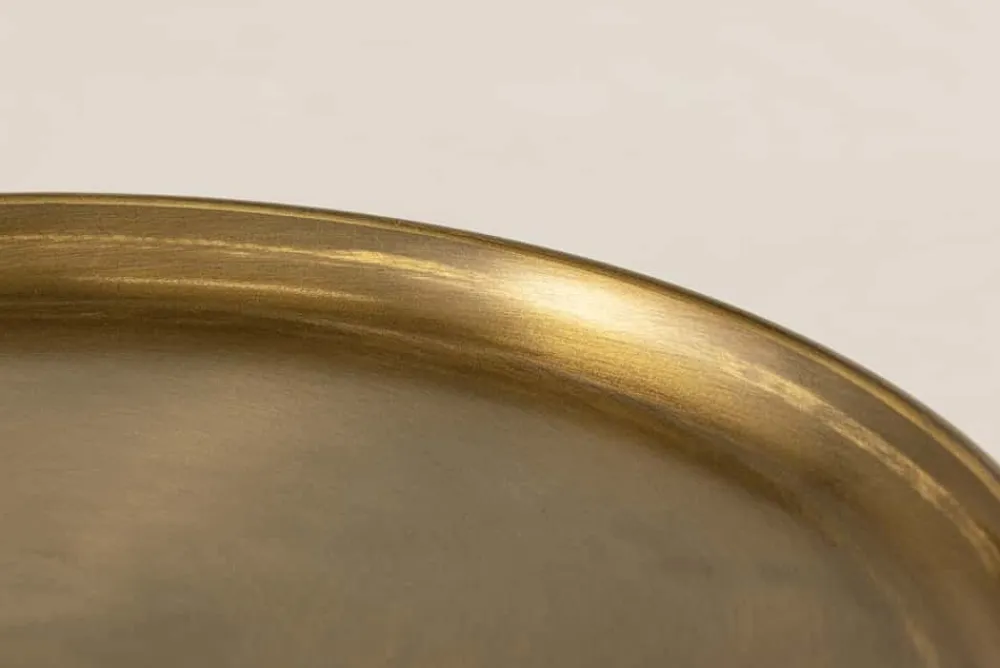 Riess-Ambiente Beistelltische|Goldene Möbel > Runder Beistelltisch ELEGANCIA 50cm gold antik schwarz Metall Eisen handmade