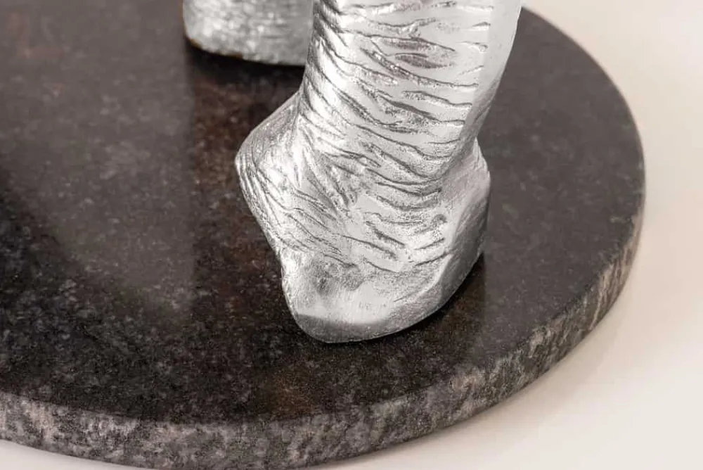 Riess-Ambiente Beistelltische > Runder Beistelltisch ELEPHANT 80cm silber Metall Glas Marmor Skulptur handmade