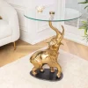 Riess-Ambiente Beistelltische > Runder Beistelltisch ELEPHANT 80cm gold Metall Glas Marmor Skulptur handmade