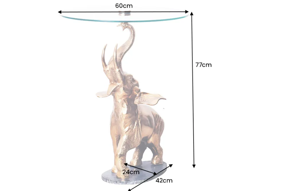 Riess-Ambiente Beistelltische > Runder Beistelltisch ELEPHANT 80cm gold Metall Glas Marmor Skulptur handmade