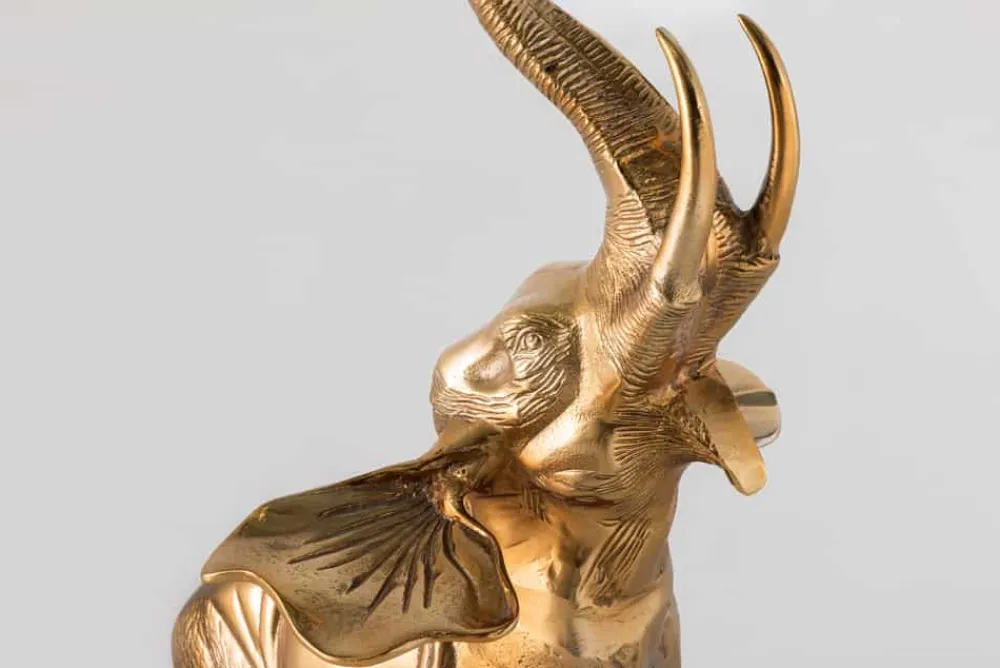 Riess-Ambiente Beistelltische > Runder Beistelltisch ELEPHANT 80cm gold Metall Glas Marmor Skulptur handmade