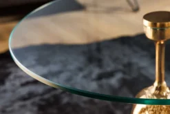 Riess-Ambiente Beistelltische|Goldene Möbel > Runder Beistelltisch KONG 50cm gold Metall Glas Affenfigur Gorilla Skulptur