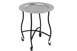 Riess-Ambiente Beistelltische > Runder Beistelltisch MARRAKESCH 50cm silber Teetisch abnehmbares Tablett klappbar