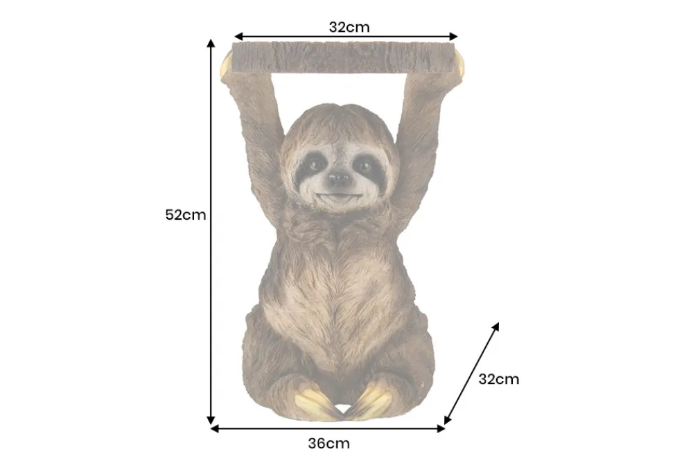 Riess-Ambiente Beistelltische > Runder Beistelltisch SLOTH 50cm grau braun Faultier-Skulptur handmade