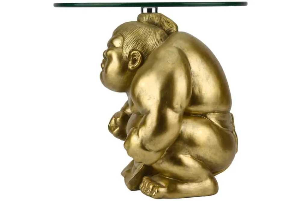 Riess-Ambiente Beistelltische|Goldene Möbel > Runder Beistelltisch SUMO 30cm gold Skulptur handmade